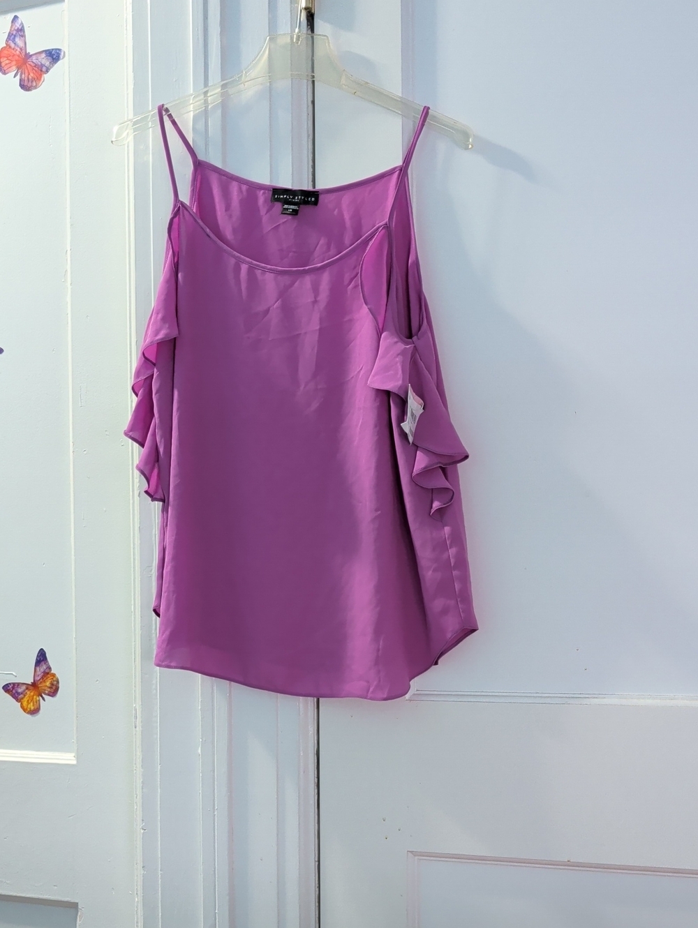 Purple Ruffle Cold-Shoulder Cami